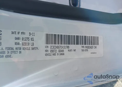 2012 Dodge Charger Se z USA, uszkodzony, nr VIN 2C3CDXBG7CH131709